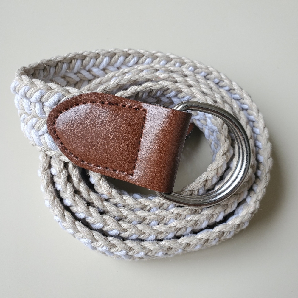 Braided Beige and Brown Women's Belt